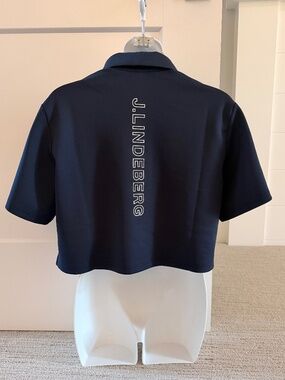 J LINDEBERG Chic Crop Polo Back Logo Golf Shirt Sz XS NEW $190 Sold-Out!!